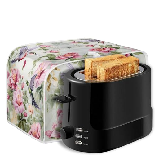 Image of Hummingbird Flowers 2 Slice Toaster Dust Cover Bread Toaster Oven Dustproof Cover Kitchen Bakeware Protector Dustproof Fingerprint Protection for Women Gift(11.4 x 7.9 x 7.5)