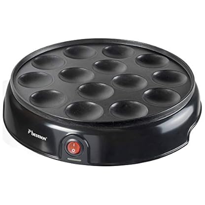 Bestron Poffertjes Maker im Retro Design, Mini Pfannkuchen Automat, mit Antihaftbeschichtung, Sweet Dreams, 800 W, Schwarz – Bild 4