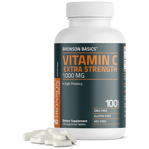 Bronson Vitamin C 1000mg Extra Strength Supports a Healthy Immune System High Potency Non-GMO 100 Vegetarian Tablets