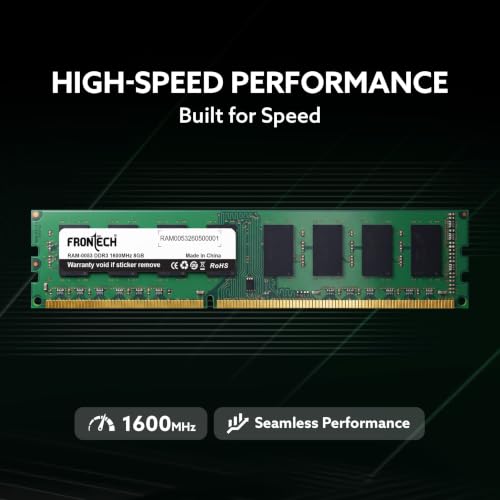 Image of Frontech 8GB DDR3 1600MHz Desktop RAM, High-Speed PC Memory Module, 1.5V Long-DIMM for Everyday Performance, Gaming, Office, and Content Creation, 3-Year Warranty (RAM-0053)