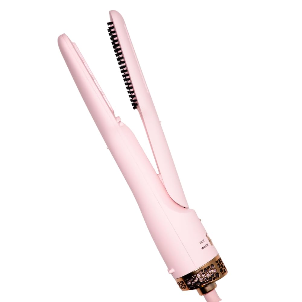 FoxyBaeWet-to-Slay 2-in-1 Hot Air Styler - Ceramic Dryer & Straightener - Fast Styling - Boar Hair Bristles - Ionic & Tourmaline Tech - Anti-Frizz & Less Heat Damage - 98°F - 257°F Temp (Blush)