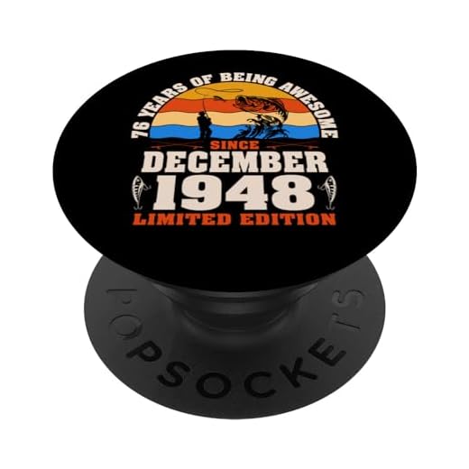 Retro 76 cumpleaños 76 Pescadores de un año nacidos en diciembre 1948 PopSockets PopGrip Intercambiable