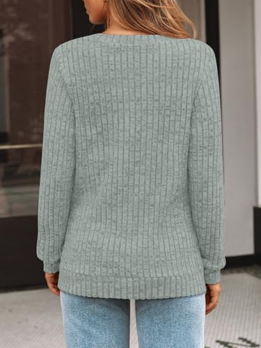Image of AUTOMET Womens V Neck Long Sleeve Shirts Fall Tops 2026 Lightweight Sweater