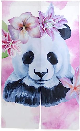 動物 パンダ のれん おしゃれ ロング 目隠し 間仕切り 綿麻, 水彩 パンダ さくら 桜 暖簾 ドア カーテン 障子 戸口 居間 出入り口 玄関 小窓 リビング キッチン 台所 部屋 着替え室 洋室 和室 居酒屋 料理屋 室内 インテリア かわいい のれ