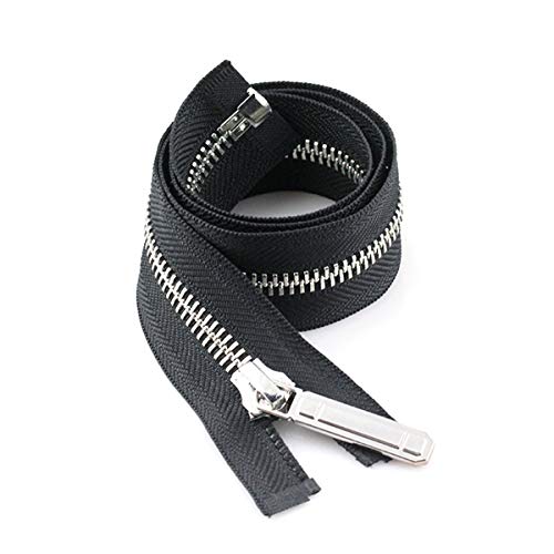 Fermeture éclair à glissière en métal cuivré - 60/70/80/90/100/120/150 cm - Noir Cover