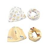 ★ Tela Cómoda: Nuestro juego de gorro y bufanda para niños está hecho de algodón de alta calidad. El traje es cómodo, suave, agradable a la piel, absorbente y elástico. La tela transpirable mantiene a su bebé cómodo y bufanda lo protege de las erupciones de babeo en la barbilla, el pecho y el cuello. El gorro protege la cabeza del bebé del viento frío y la calienta.