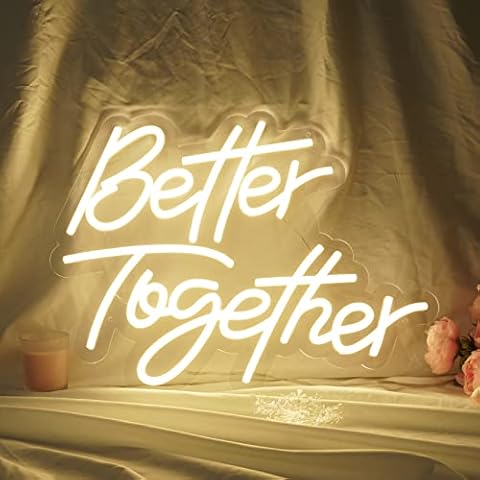 BIOIWGY Better Together Neon Sign for Wedding, Dimmable Neon Lights Signs for Wall Decor, Led Neon Wedding Signs for Birthday Party (Warm White) Cover
