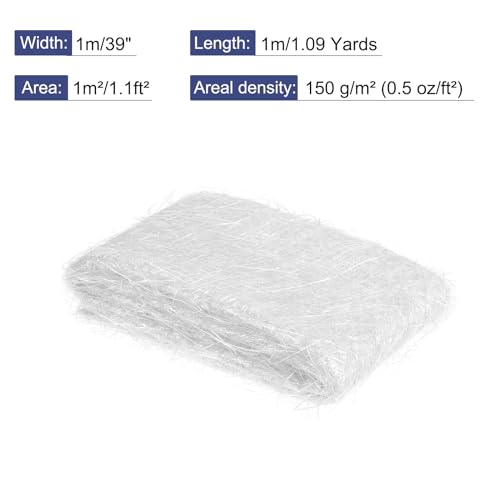 QUARKZMAN Glasfasermatte 150 gr/m2 Glasfasergewebe 1x1m Fiberglasgewebe Armierungsgewebe für Polyesterharze Imprägnierung GFK Glasfaservlies Glasgewebe Rovinggewebe Autos