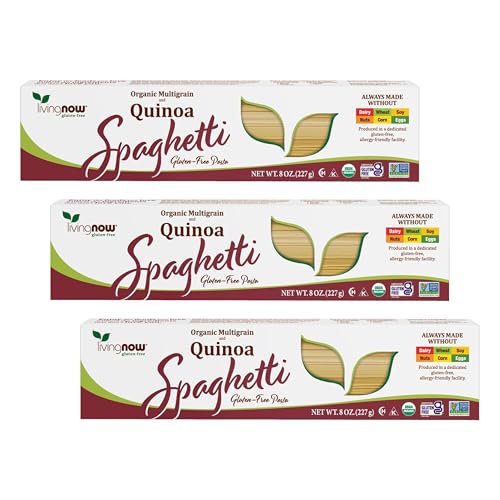 NOW Foods, Organic Quinoa Spaghetti, Gluten-Free, Corn-Free, Non-GMO, Quinoa and Rice Pasta, 8-Ounce (Pack of 3)