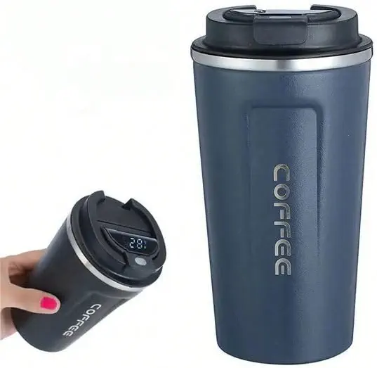 سعر ومواصفات Thermal Mug With a Digital Screen to display the Temperature - Reusable Travel Mug - Coffee Mug for Hot and Cold Drinks (Navy) (B0DS9PGH7F) على Amazon EG