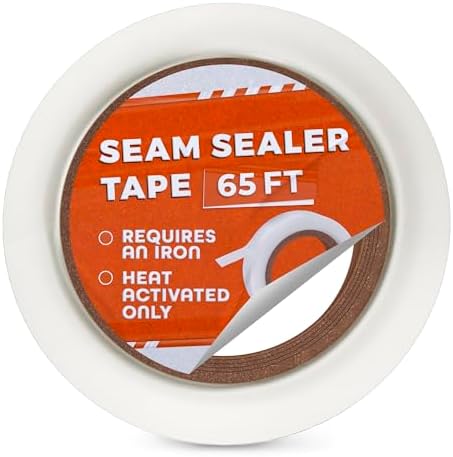 VIKROM Tent Seam Tape, 65 Ft x 0.8 in White Waterproof Heat-Activated Strip