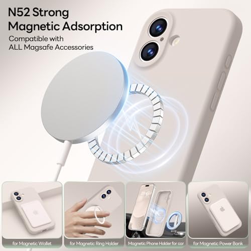 Image of LOVE 3000 Designed for iPhone 17 Case, Premium Silicone [Compatible with Magsafe][Soft Anti-Scratch Microfiber Lining] Shockproof Protective Phone Case for Men Women 6.3 inch, Stone
