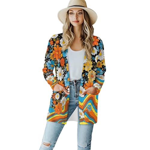 Image of Biyejit Women's Long Sleeve Open Front Cardigan Casual Loose Lightweight Cardigans with Pockets Drape Cardigan