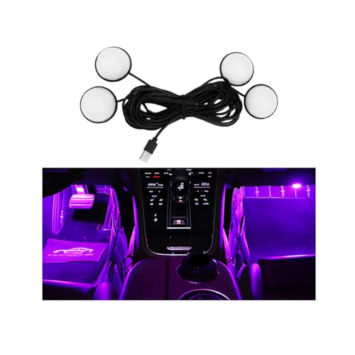 Ywdiml Car Interior LED Lights, 4 in 1 Bright Vehicle Ambient Neon Light Kit with DC 5V USB Port, Automotive Under Dash Decoration Night Lamp, Universal for RV, Truck, Sedan (Pink Purple)