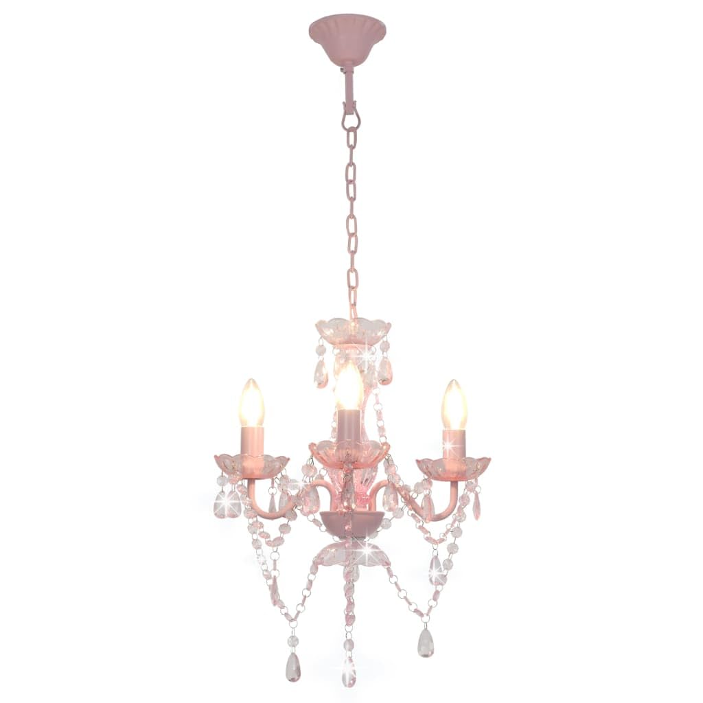 Generisch Kronleuchter mit Perlen Rosa Rund 3×E14,Heim Garten,Beleuchtung,Lampen-281598