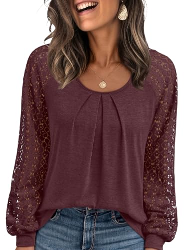 AUTOMET Womens Tops Long Sleeve T-Shirts Lace Business Dressy Casual Blouses Fall Fashion 2025 Trendy Outfits Winter Clothes