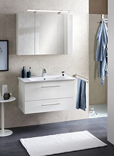 Schildmeyer Spiegelschrank 132250, melaminharzbeschichtete Spanplatte, weiß, 90 x 16 x 75 cm