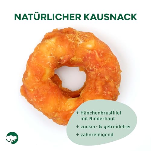 TOPDOG Chicken Donut für Hunde - 10 Stück - Langanhaltende Hunde Kausnacks - Zuckerfreie Kauringe ohne Zusatzstoffe - Sorgt für Geschmackvolle Zahnpflege