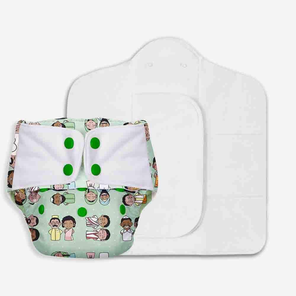 SuperBottoms UNO Freesize Cloth Diaper | Cloth diaper for babies 3M to 3Y | Washable & Reusable cloth diaper | Comes with cloth diaper inserts | 1 Soaker + 1 Booster (Colours of India)