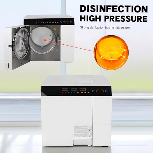 18L/23L Class B Steam Sterilizer with Built-in Printer USB Connector Fully Autoclave Digital Table Top Sterilizer Triple Vacuum Pressure Sterilization (23L)