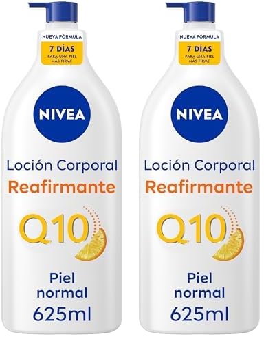 NIVEA Q10 Loción Corporal Reafirmante (1 x 625 ml), crema hidratante corporal para piel normal, crema reafirmante corporal con Collagen Boost Complex, Vitamina C y Q10 puro (Paquete de 2)