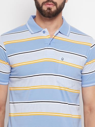 Image of UNIBERRY Men's Cotton Blend Half Sleeve Printed Polo Neck T-Shirt Has A Short Sleeve & Pocket On ChestBZRMT6-MR
