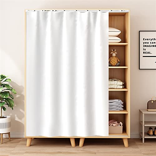 SK Studio Cabinet Curtains for Shelves, Privacy Closet Curtain Dust-Proof Window Shades for Kitchen Storage Room, No Tools No Drill White, 39" W x 71" H