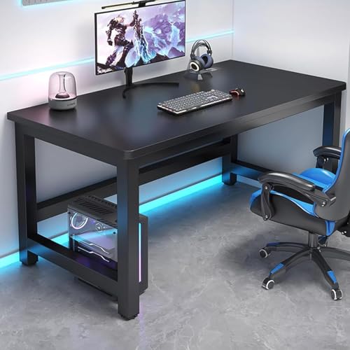 WGM新登場 ゲーミングデスク 机 パソコンデスク 勉強机 作業机 頑丈なフレーム ゲーミング 事務机 頑丈なフレーム 配線穴付き 在宅勤務 組立簡単 computer desk テレワーク 収納たっぷり 書斎 (140*70*74cm,H)