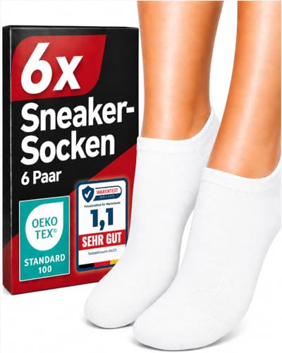 CORE GORIMO - 6 Paar - Sneaker Socken Damen und Herren - hochwertige Baumwolle - Sneakersocken sowie Sportsocken für Sport & Alltag (39-42 Weiß)