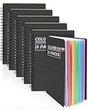 Dynta Colored Paper Spiral Notebook 6 Packs 5x7 Inches Small Journals College Ruled Durable Cover Thick Paper for School or Office, 102 Sheets/204 Pages for Students Women