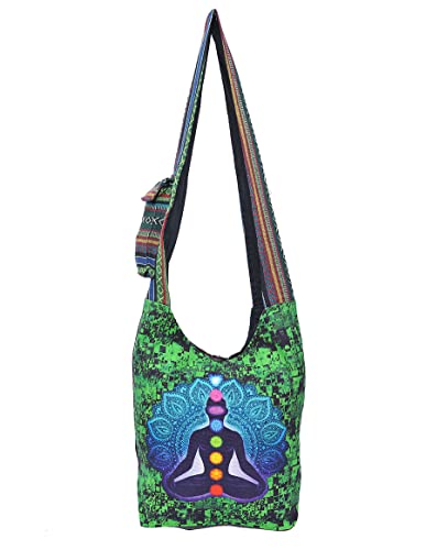 THE COLLECTION ROYAL Graphic Crossbody Bag for Women, Boho Purse, Boho Bag, Hippie Bag, Indie Tote Bag, Cloth Purse for Women, Green-med