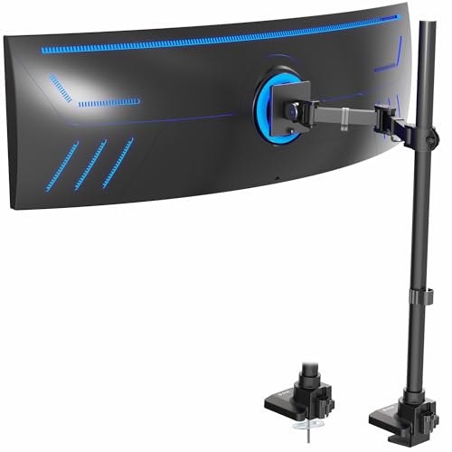 VIVO STAND-V100T Monitor-Halterung für bis zu 124,5 cm (49 Zoll) ultrabreite Bildschirme, verstellbarer Klemmständer, hält 20 kg, VESA bis 100 x 100 mm, Schwarz, STAND-V100T