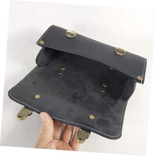 Alforja lateral para motocicleta de cuero con gran capacidad, bolsa para herramientas para manillar y asiento trasero, almacenamiento para motos cruiser y bicicletas miniatura 4