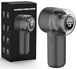 Fabric Shaver, Electric Portable Sweater Defuzzer with 3 Speeds, 6 Leaf Blades, Digital LED Display to Remove Pilling for Clothes, Furniture, Sweater, Couch, Blanket (Black Gray)