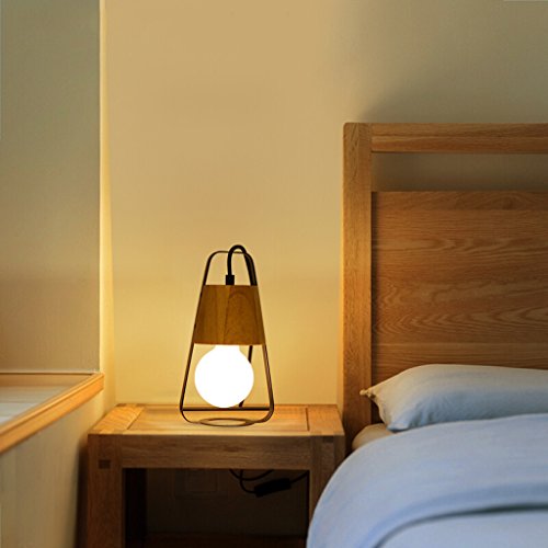 Lámpara de mesa de maderaiza con diseño de bola de 13,7 pulgadas y luz led para salón 4