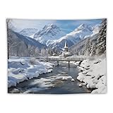 Winterlandschaft in den bayerischen Alpen, Wandteppich, dekorative Wandkunst-Tischdecke, Tagesdecke, Picknickdecke, Strandtuch, Decke, multifunktional, für Schlafzimmer, Flur, Schlafsaal, Wohnzimmer,