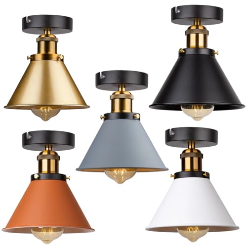 Plafonnier couloir escalier anti-zone d'ombre, luminaire rustique vintage semi-encastré 80220gr