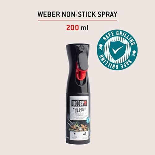 Weber Spray antiadherente 200ml, para engrasar la parrilla, nebulizador con amplia área de pulverización, 100% ingredientes naturales (17685)