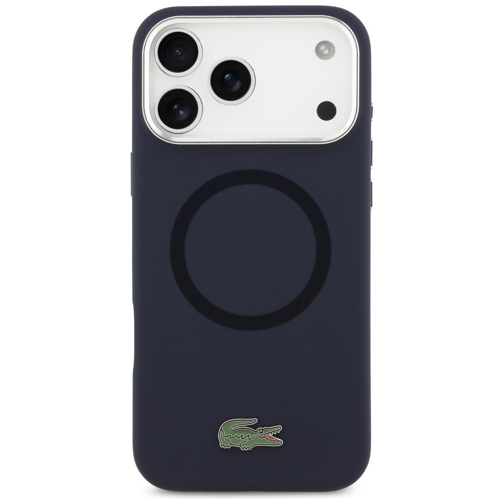 CG MOBILE Lacoste - Custodia per iPhone 17 Pro Max [compatibile con MagSafe], in silicone con logo in metallo, antiurto, protezione contro le cadute, sottile e resistente, protezione porte, colore