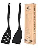 Paquete de 2 espátulas de silicona Turner, juego de espátulas de cocina antiadherentes con gancho trasero, resistente al calor sin BPA, utensilios de cocina aptos para flipping pescado, huevos, carne
