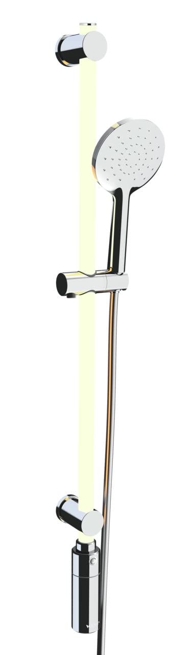 Wenko Set Asta Doccia a Led Illuminata, a Risparmio Energetico, Dimmerabile con Modalità di Cambio Colore, Niente Più Soffione Doccia e Flessibile Doccia Calcare, Fissaggio Senza Fori