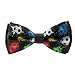 WUXEKZO Mens Boys Fashion Colorful Paint Splash Ink Soccer Football Black Pre-Tied Bow Tie, Adjustable Neck Band Creative Bow Ties for Party, Banquet, Graduation