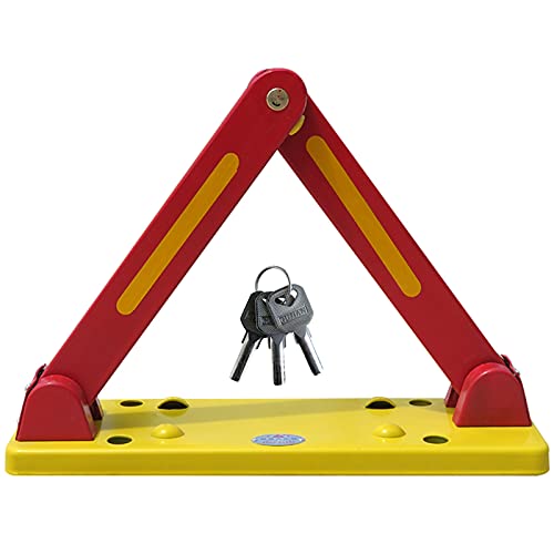 Barrera de estacionamiento plegable Cerradura de espacio de estacionamiento extraíble Bloqueador de estacionamiento manual de acero con pernos y llave Barrera de seguridad (Color: Amarillo Tamaño: 410
