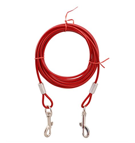 Orchidtent Câble de Traction à Cheval à Double tête à Glissière Deux Chaîne à fil d'acier Allongé Chaîne à Chien Chaîne de Chien Chaîne Multifonction de Traction pour Animaux de Compagnie (3m, Rouge)