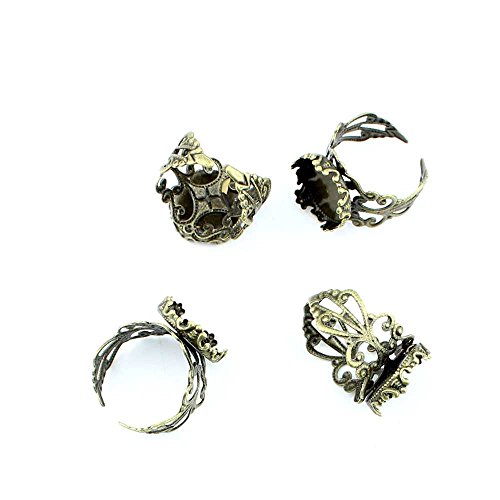 Qty:10 Jewelry Making Ring Blanks Findings Supplies Wholesale Ancient Fashion Bulk Bronze Retro Supply Z72209 Ring Setting Cabochon Frame