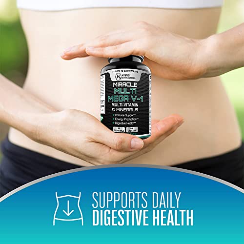 Mega V-1 Multi-Vitamin, Superfood & Minerals - Daily Multivitamin With Probiotics, Digestive Enzyme, Mushroom Complex For Heart Health, Immune Support, Energy & Stamina - 90 Tablets #TOP5