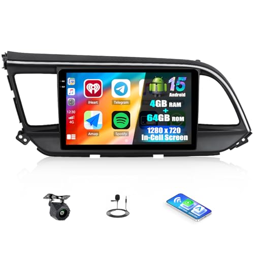 SIXTOP 4G+64G Android Car Stereo for Hyundai Elantra 2019 2020 Wireless CarPlay Android Auto, 9 inch In-Cell 1280*720 Touchscreen, GPS Navigation,Bluetooth 5.0 Radio, FM/RDS, SWC, EQ AHD Rear Camera