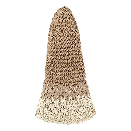 Sombrero de paja crochet color sólido para mujer miniatura 3