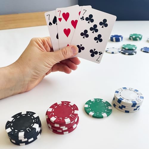 Goliath – POKER-SET 300 CHIPS, Aluminiumbox mit Kartenspiel, 300 Pokerchips und 5 Würfeln, Brettspiel für Erwachsene und Kinder ab 6 Jahren, 2 bis 10 Spieler – Bild 5