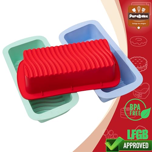 Image of PureBake Silicone Bread & Loaf Pan Mould, BPA-Free, Microwave & Oven Safe, Dishwasher Friendly, Safe for Baking, Random Color, Perfect for Muffins & Cupcakes (1 Pcs Random Colour)